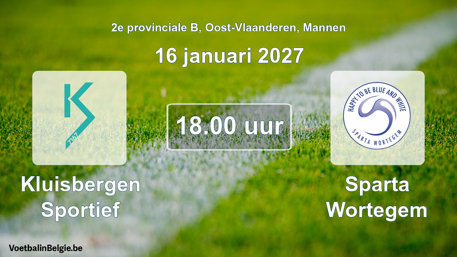Geplande wedstrijd mannenvoetbal: Kluisbergen Sportief - Sparta Wortegem (16 januari 2027)