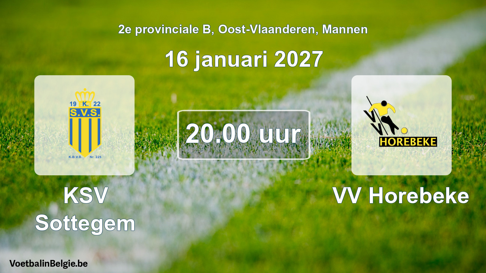 Geplande wedstrijd mannenvoetbal: KSV Sottegem - VV Horebeke (16 januari 2027)