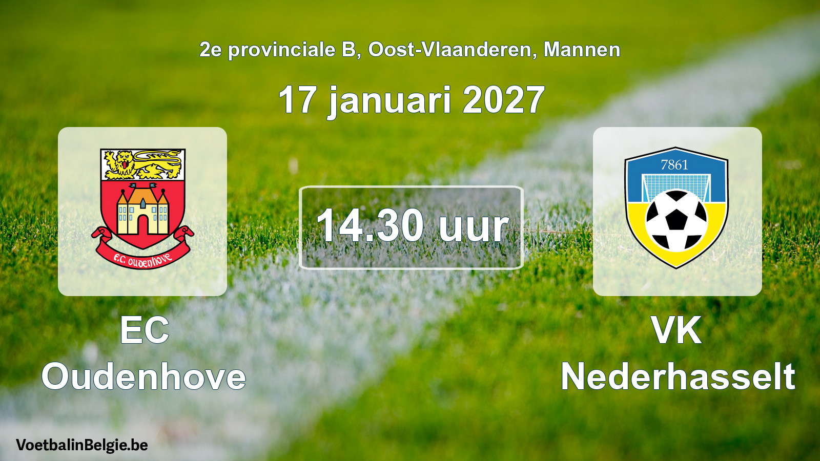 Geplande wedstrijd mannenvoetbal: EC Oudenhove - VK Nederhasselt (17 januari 2027)