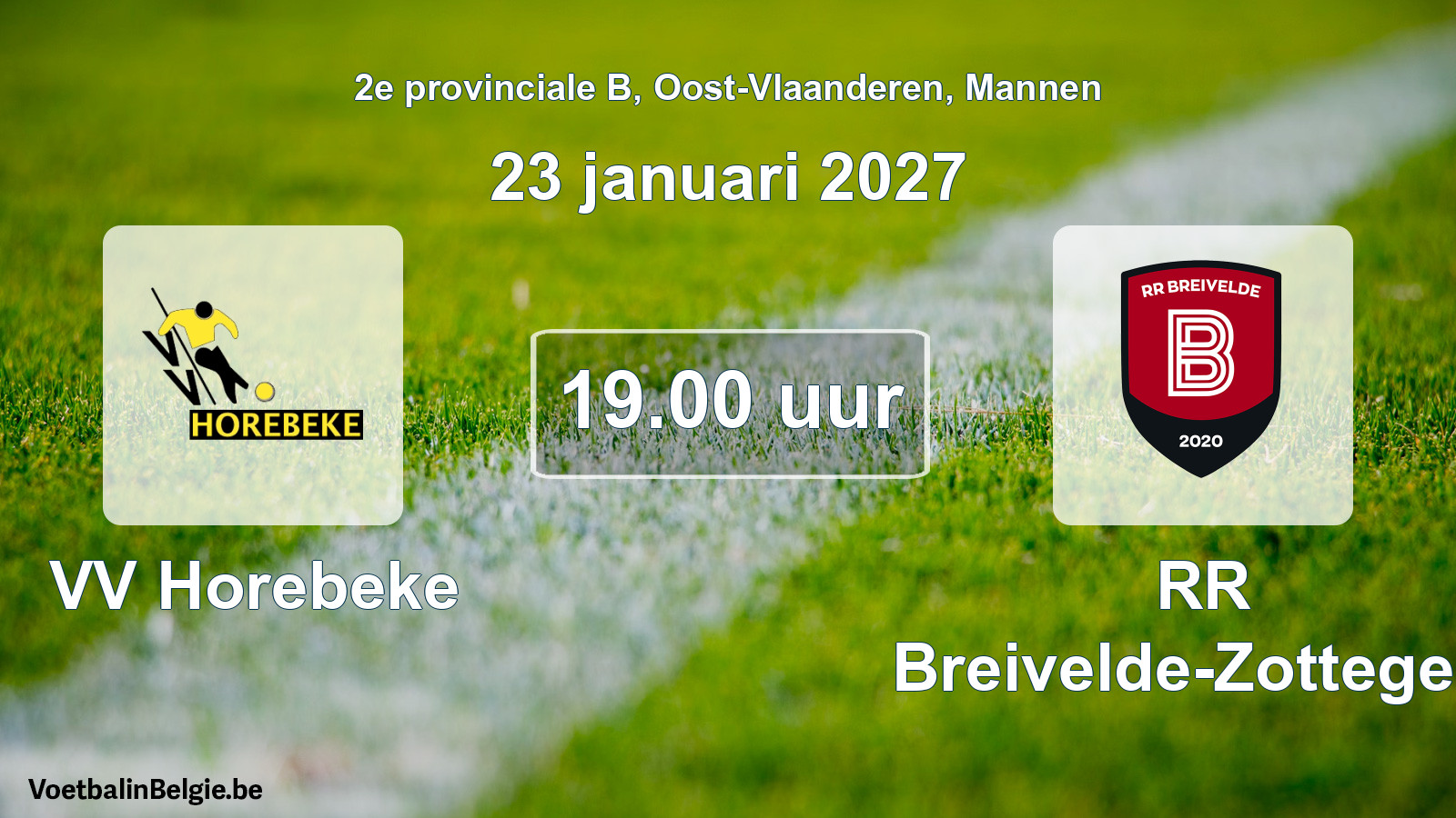 Geplande wedstrijd mannenvoetbal: VV Horebeke - RR Breivelde-Zottegem (23 januari 2027)