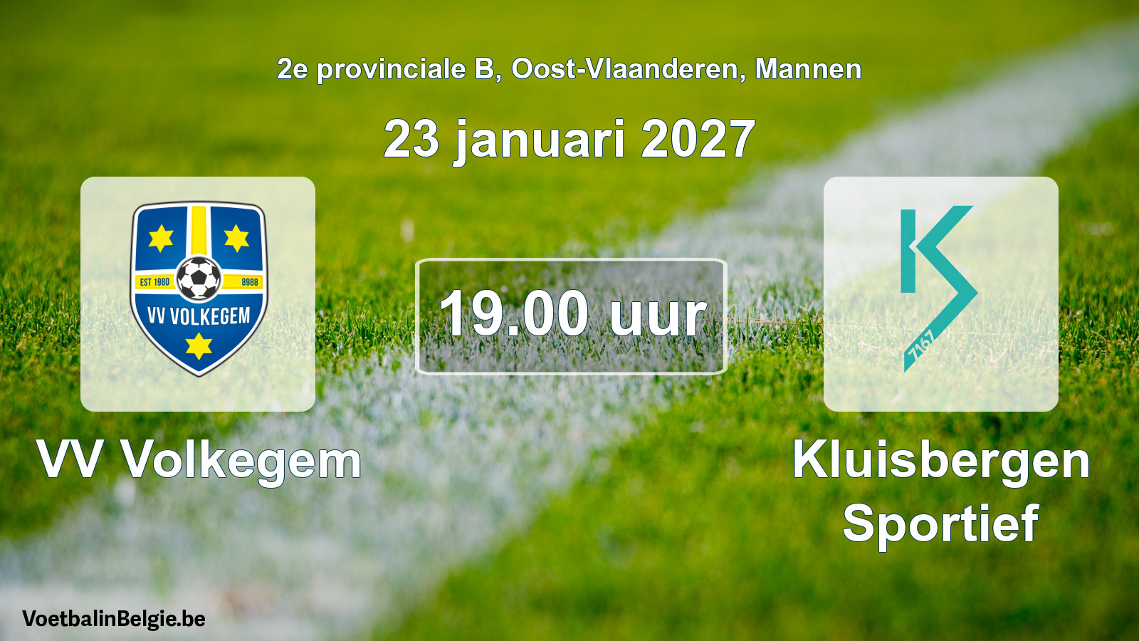 Geplande wedstrijd mannenvoetbal: VV Volkegem - Kluisbergen Sportief (23 januari 2027)