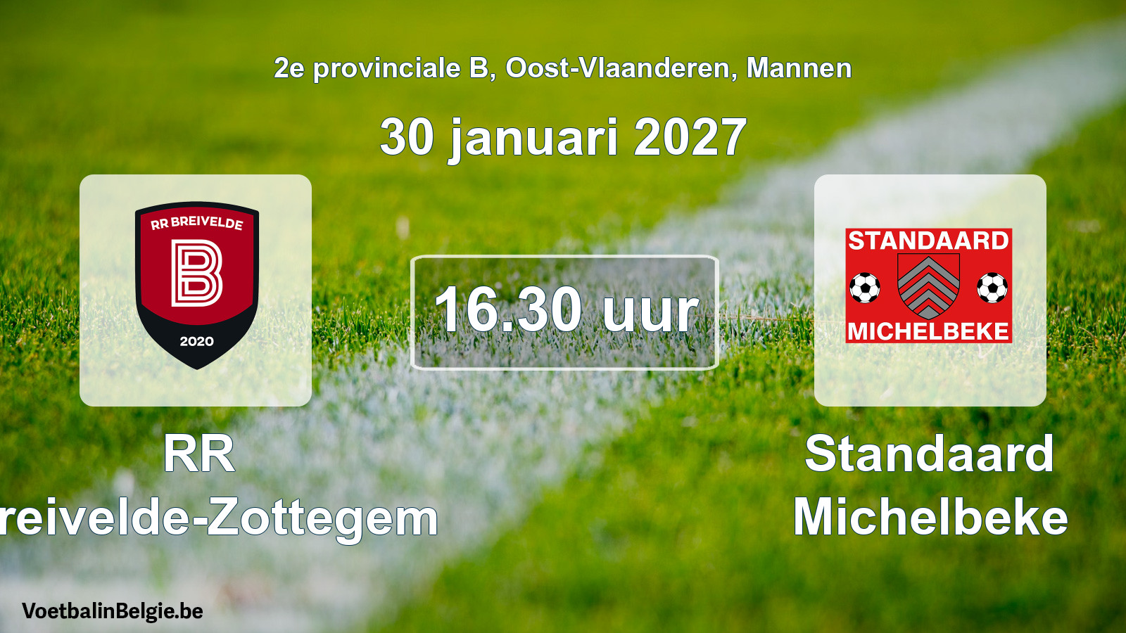 Geplande wedstrijd mannenvoetbal: RR Breivelde-Zottegem - Standaard Michelbeke (30 januari 2027)