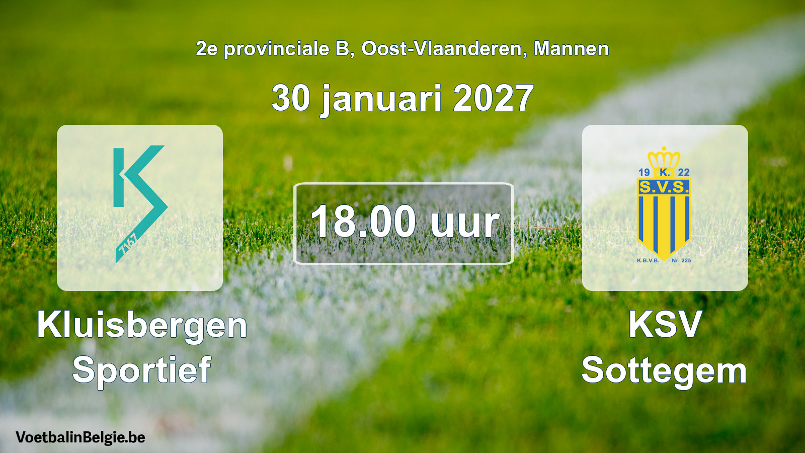 Geplande wedstrijd mannenvoetbal: Kluisbergen Sportief - KSV Sottegem (30 januari 2027)