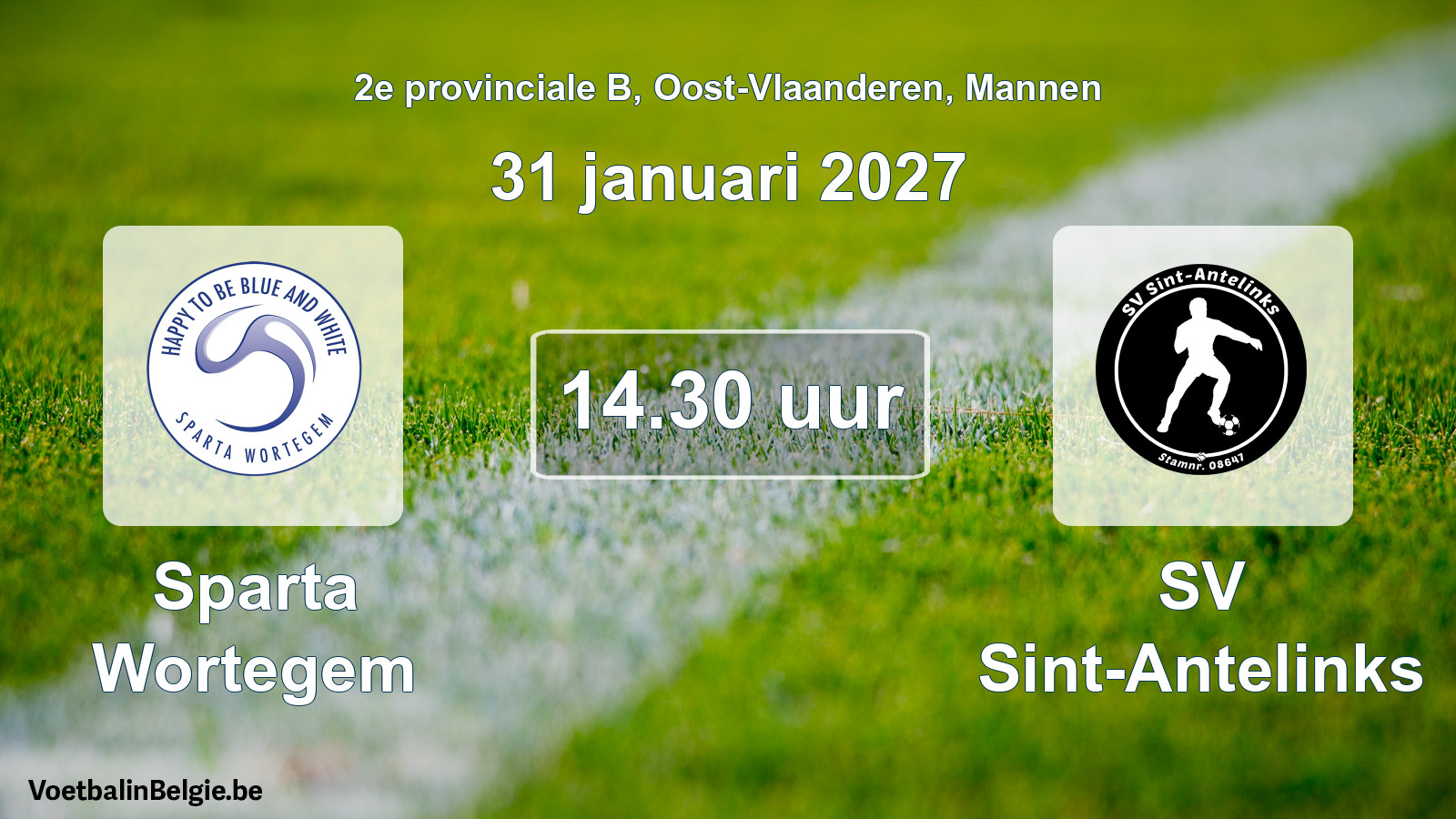 Geplande wedstrijd mannenvoetbal: Sparta Wortegem - SV Sint-Antelinks (31 januari 2027)