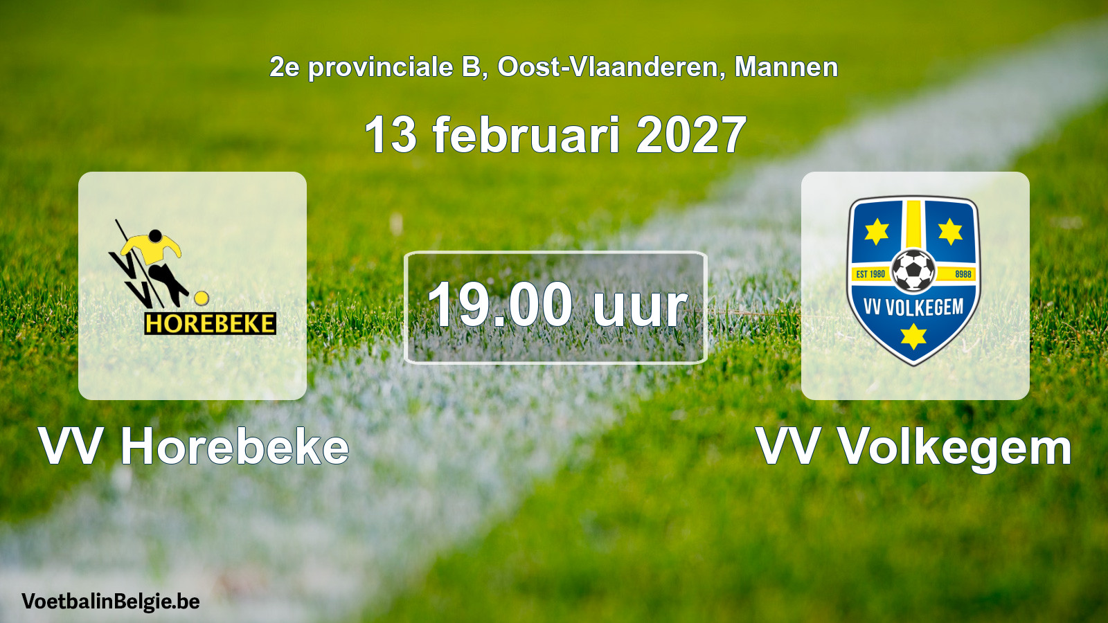 Geplande wedstrijd mannenvoetbal: VV Horebeke - VV Volkegem (13 februari 2027)