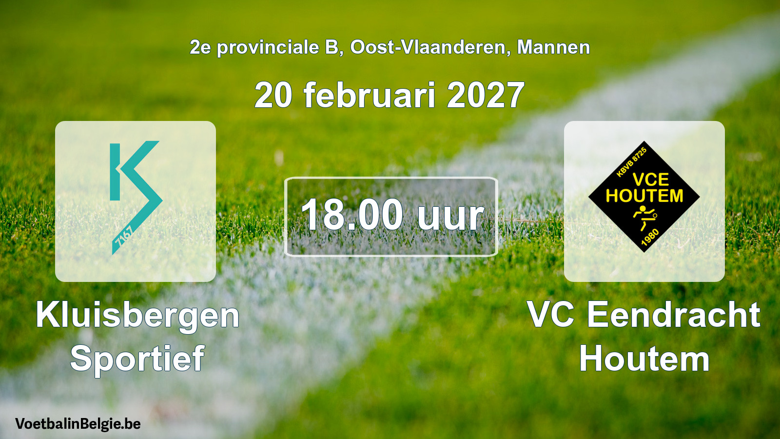 Geplande wedstrijd mannenvoetbal: Kluisbergen Sportief - VC Eendracht Houtem (20 februari 2027)