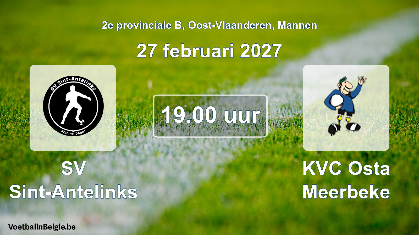 Geplande wedstrijd mannenvoetbal: SV Sint-Antelinks - KVC Osta Meerbeke (27 februari 2027)