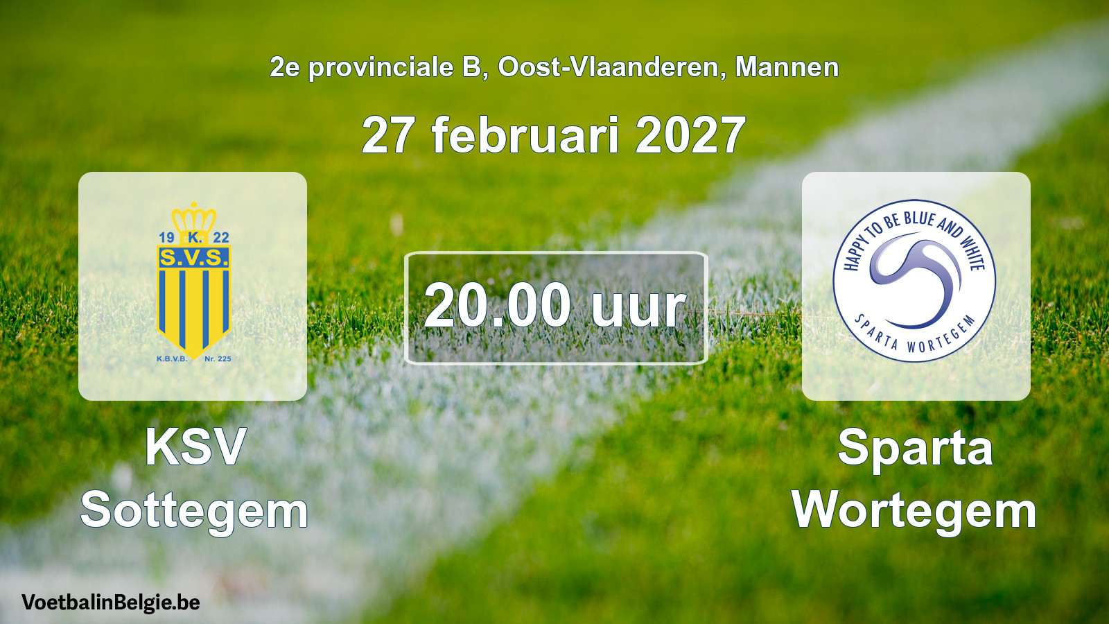 Geplande wedstrijd mannenvoetbal: KSV Sottegem - Sparta Wortegem (27 februari 2027)