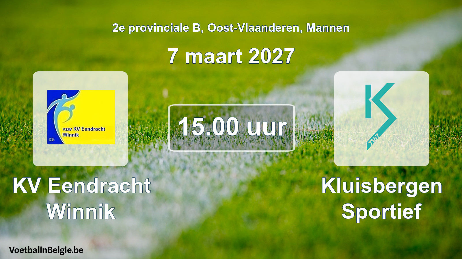 Geplande wedstrijd mannenvoetbal: KV Eendracht Winnik - Kluisbergen Sportief (7 maart 2027)