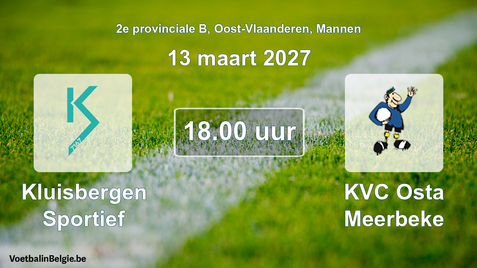 Geplande wedstrijd mannenvoetbal: Kluisbergen Sportief - KVC Osta Meerbeke (13 maart 2027)