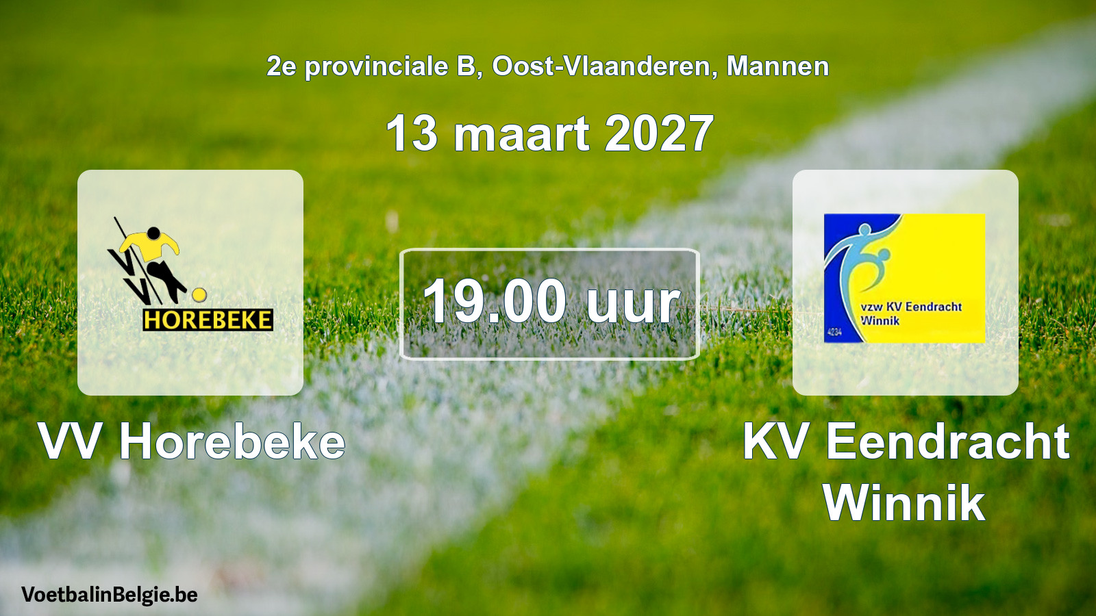 Geplande wedstrijd mannenvoetbal: VV Horebeke - KV Eendracht Winnik (13 maart 2027)