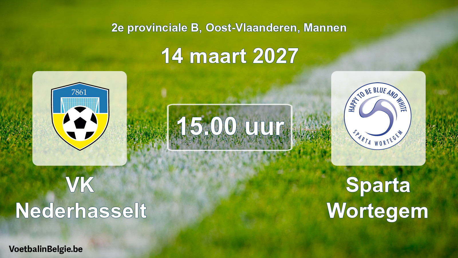 Geplande wedstrijd mannenvoetbal: VK Nederhasselt - Sparta Wortegem (14 maart 2027)