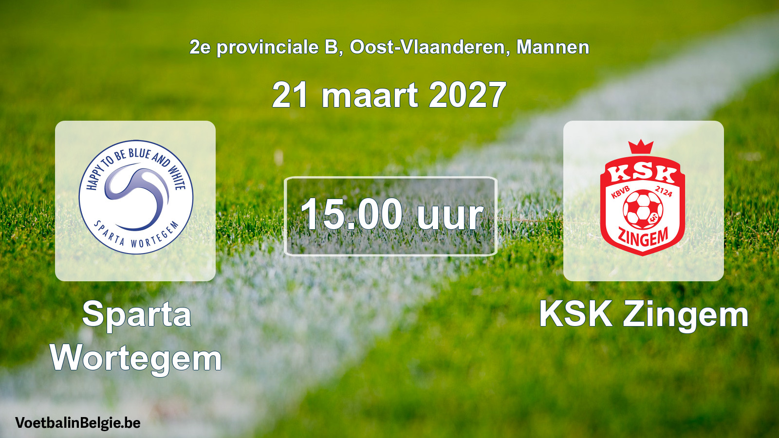 Geplande wedstrijd mannenvoetbal: Sparta Wortegem - KSK Zingem (21 maart 2027)