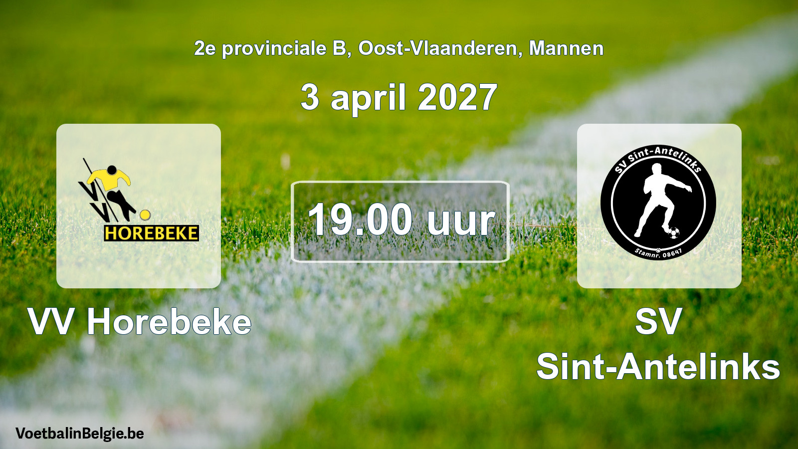 Geplande wedstrijd mannenvoetbal: VV Horebeke - SV Sint-Antelinks (3 april 2027)