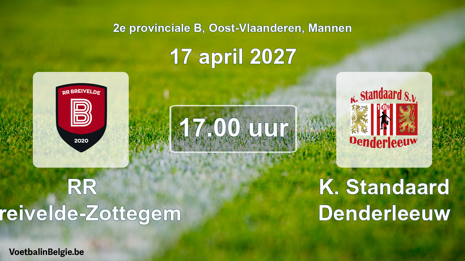 Geplande wedstrijd mannenvoetbal: RR Breivelde-Zottegem - K. Standaard Denderleeuw (17 april 2027)