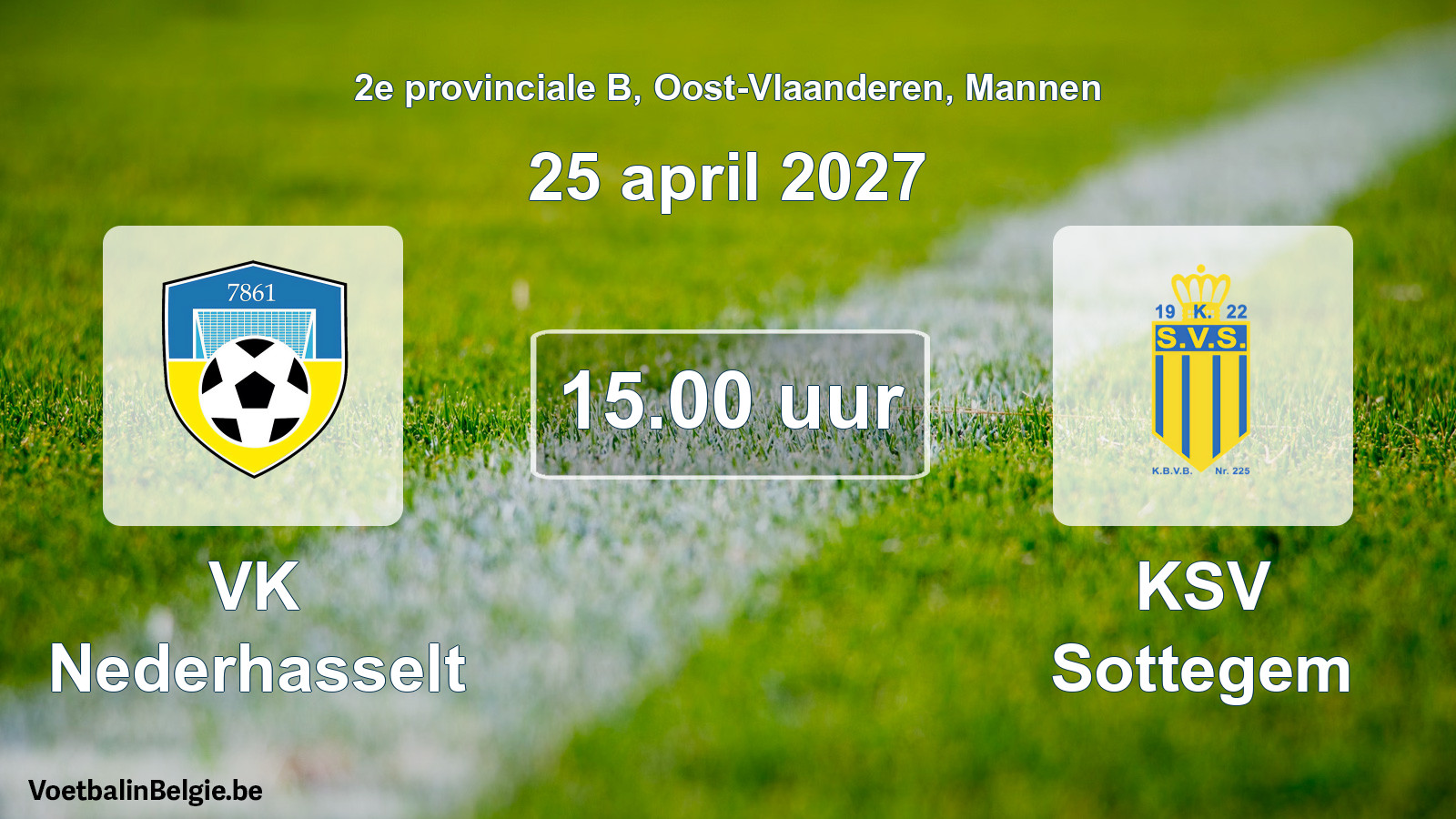Geplande wedstrijd mannenvoetbal: VK Nederhasselt - KSV Sottegem (25 april 2027)