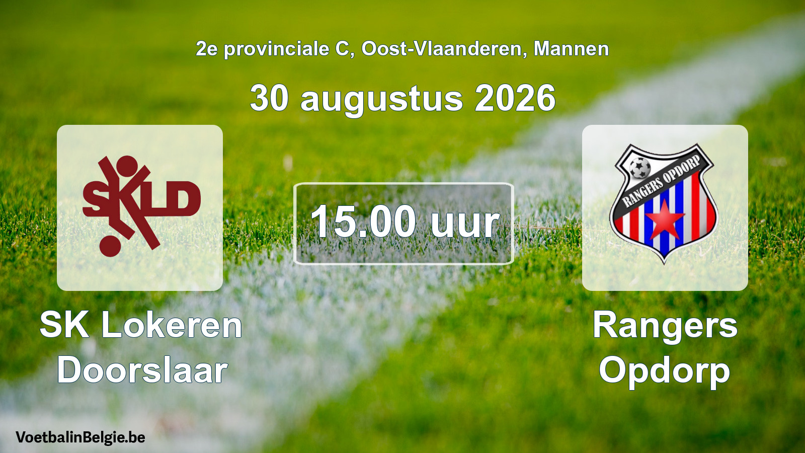 Geplande wedstrijd mannenvoetbal: SK Lokeren Doorslaar - Rangers Opdorp (30 augustus 2026)