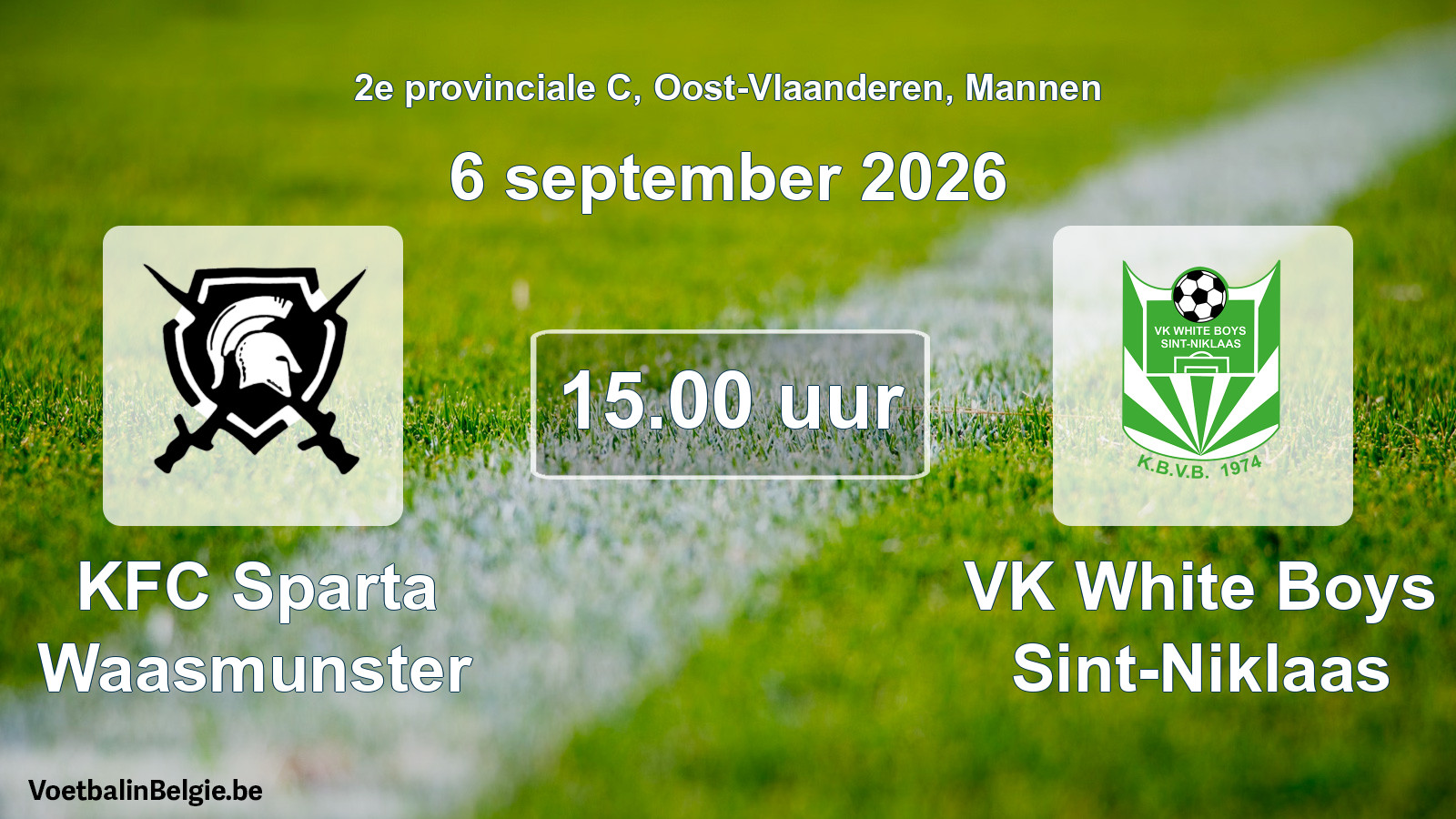 Geplande wedstrijd mannenvoetbal: KFC Sparta Waasmunster - VK White Boys Sint-Niklaas (6 september 2026)