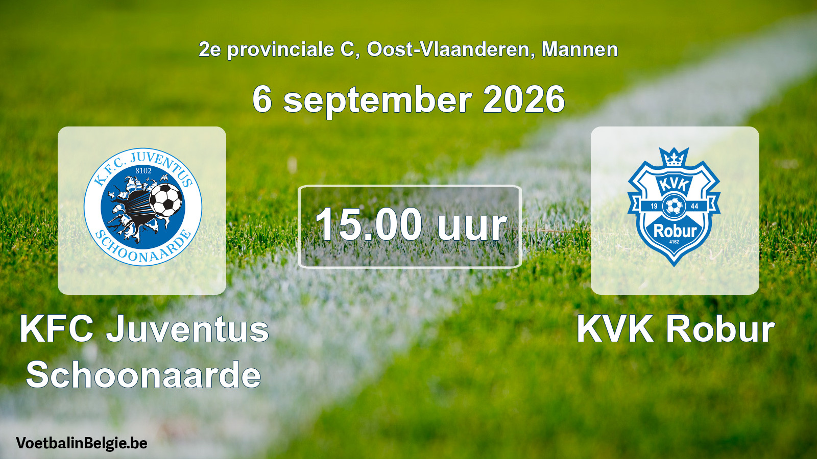 Geplande wedstrijd mannenvoetbal: KFC Juventus Schoonaarde - KVK Robur (6 september 2026)