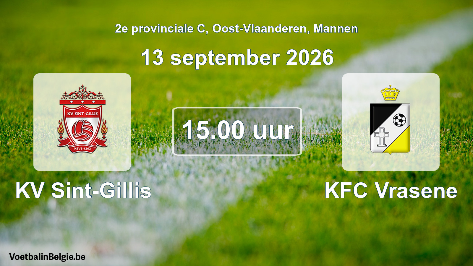 Geplande wedstrijd mannenvoetbal: KV Sint-Gillis - KFC Vrasene (13 september 2026)