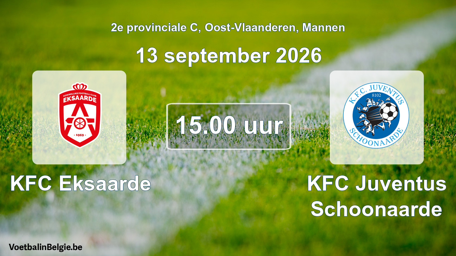 Geplande wedstrijd mannenvoetbal: KFC Eksaarde - KFC Juventus Schoonaarde (13 september 2026)