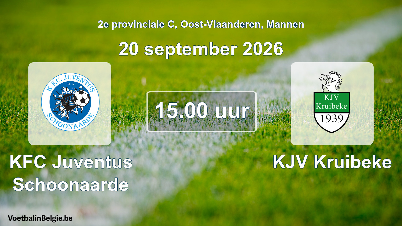 Geplande wedstrijd mannenvoetbal: KFC Juventus Schoonaarde - KJV Kruibeke (20 september 2026)