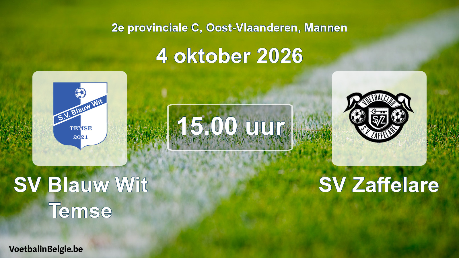 Geplande wedstrijd mannenvoetbal: SV Blauw Wit Temse - SV Zaffelare (4 oktober 2026)