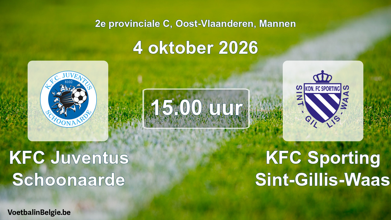 Geplande wedstrijd mannenvoetbal: KFC Juventus Schoonaarde - KFC Sporting Sint-Gillis-Waas (4 oktober 2026)