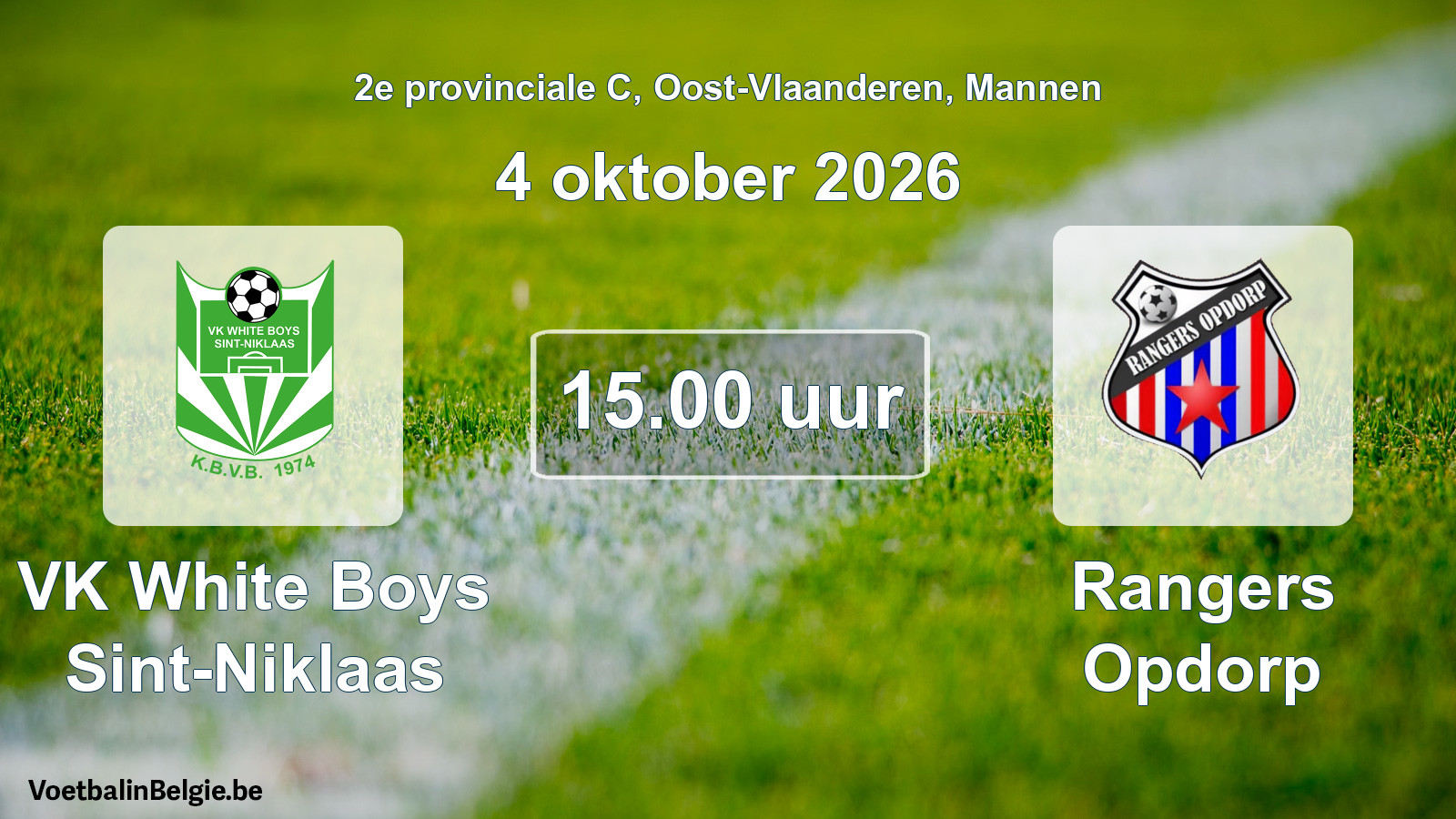 Geplande wedstrijd mannenvoetbal: VK White Boys Sint-Niklaas - Rangers Opdorp (4 oktober 2026)