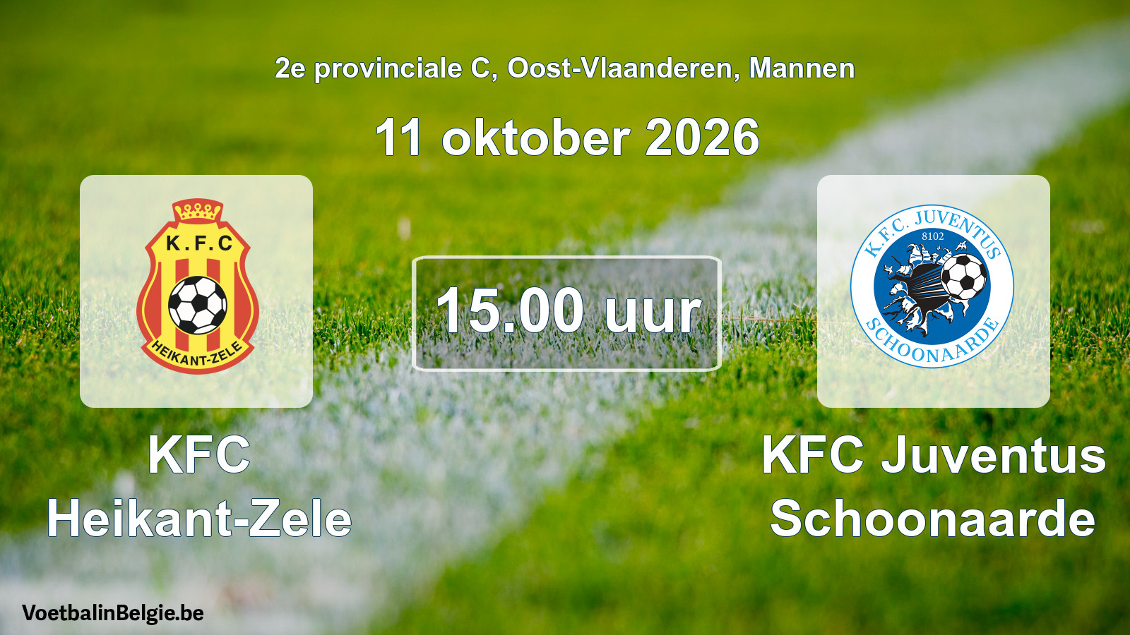 Geplande wedstrijd mannenvoetbal: KFC Heikant-Zele - KFC Juventus Schoonaarde (11 oktober 2026)
