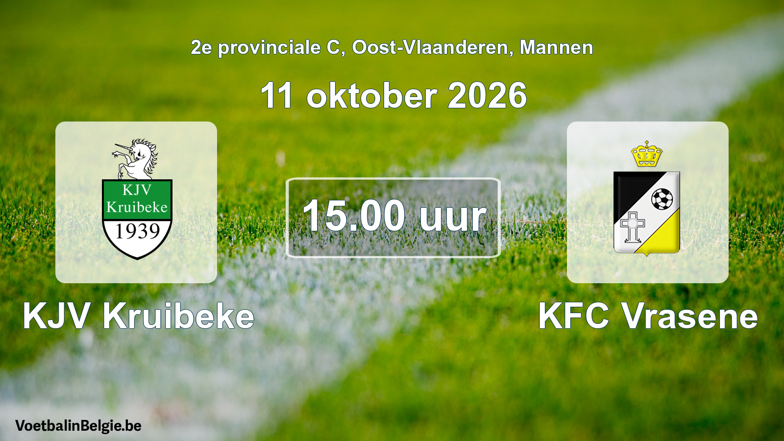 Geplande wedstrijd mannenvoetbal: KJV Kruibeke - KFC Vrasene (11 oktober 2026)