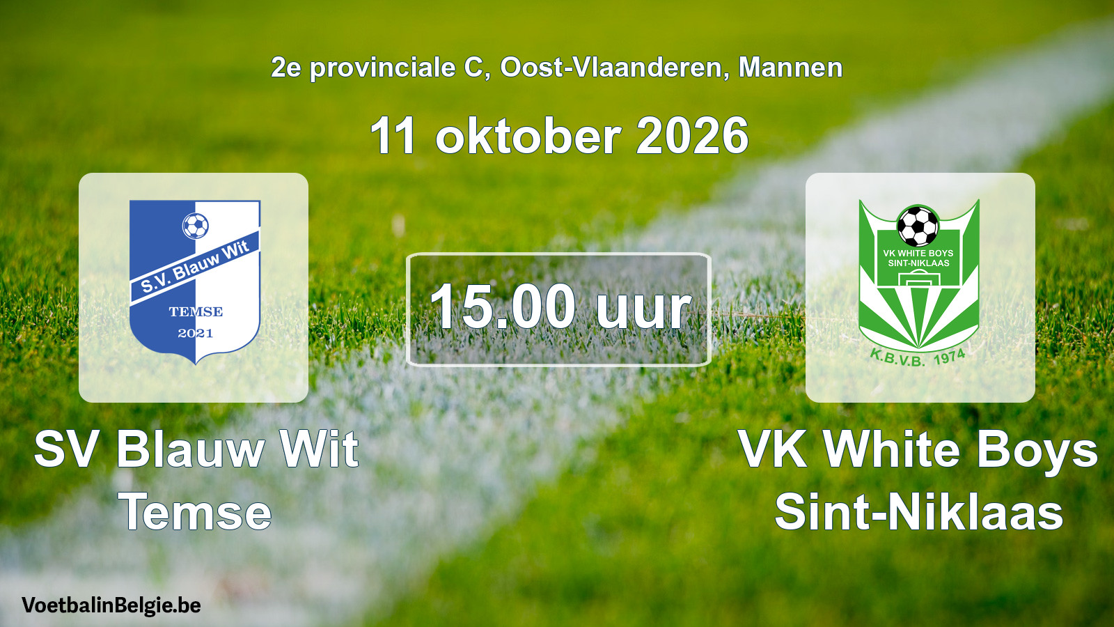 Geplande wedstrijd mannenvoetbal: SV Blauw Wit Temse - VK White Boys Sint-Niklaas (11 oktober 2026)