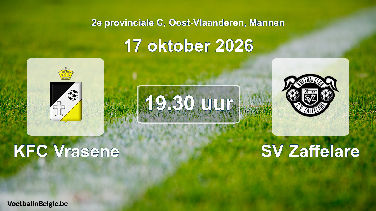 Geplande wedstrijd mannenvoetbal: KFC Vrasene - SV Zaffelare (17 oktober 2026)