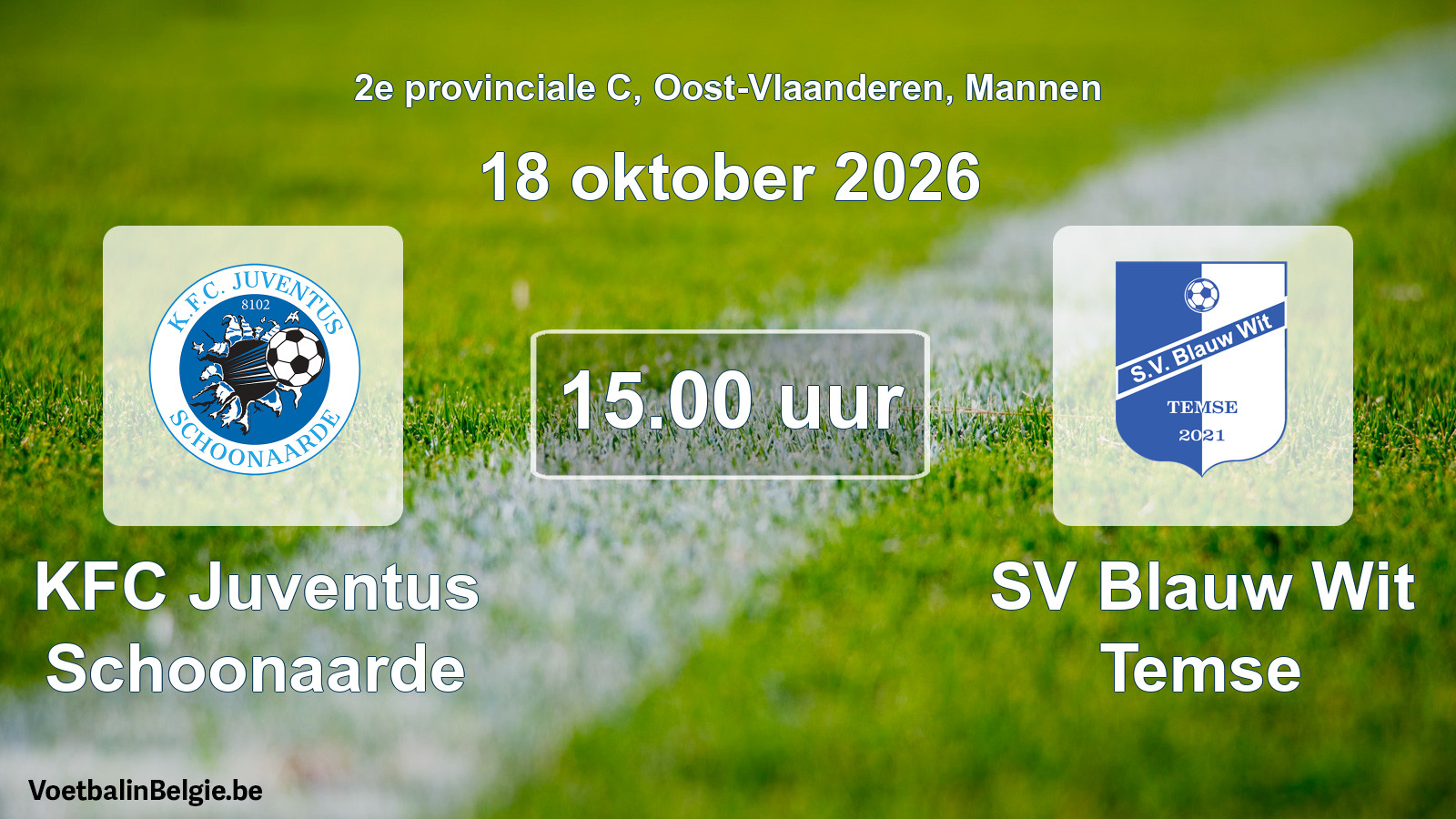 Geplande wedstrijd mannenvoetbal: KFC Juventus Schoonaarde - SV Blauw Wit Temse (18 oktober 2026)
