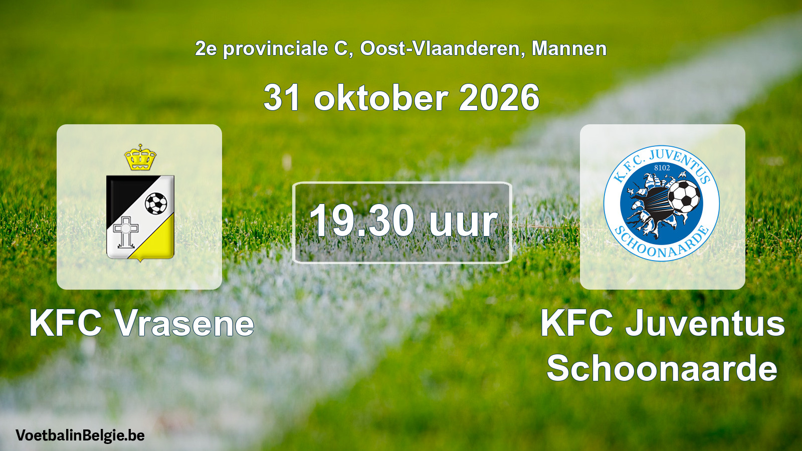 Geplande wedstrijd mannenvoetbal: KFC Vrasene - KFC Juventus Schoonaarde (31 oktober 2026)