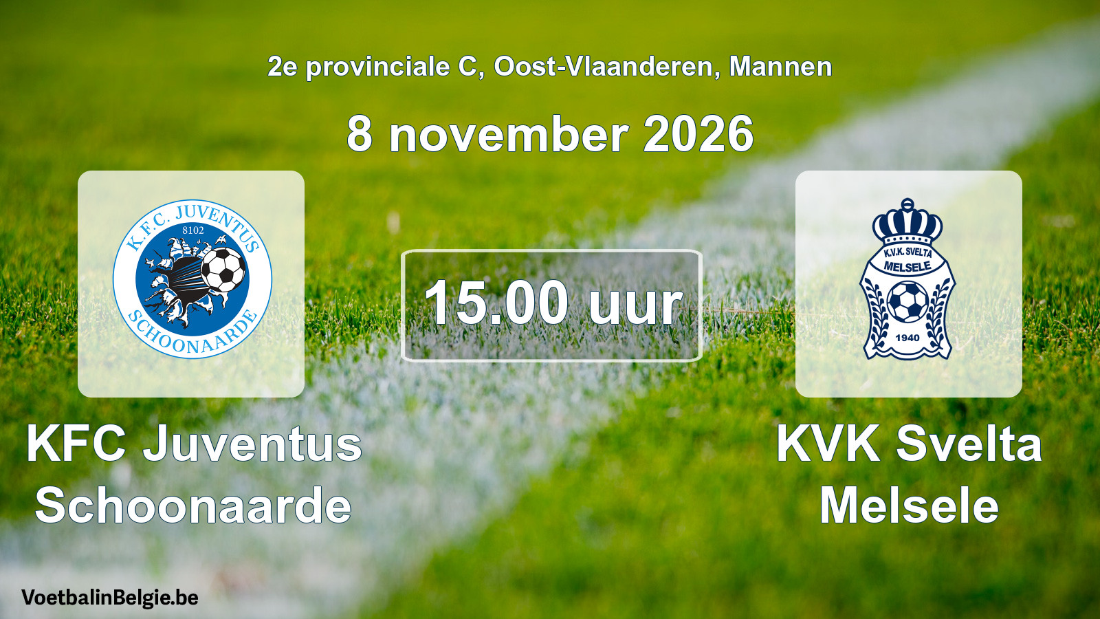 Geplande wedstrijd mannenvoetbal: KFC Juventus Schoonaarde - KVK Svelta Melsele (8 november 2026)