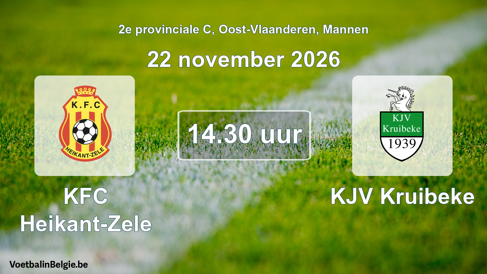 Geplande wedstrijd mannenvoetbal: KFC Heikant-Zele - KJV Kruibeke (22 november 2026)
