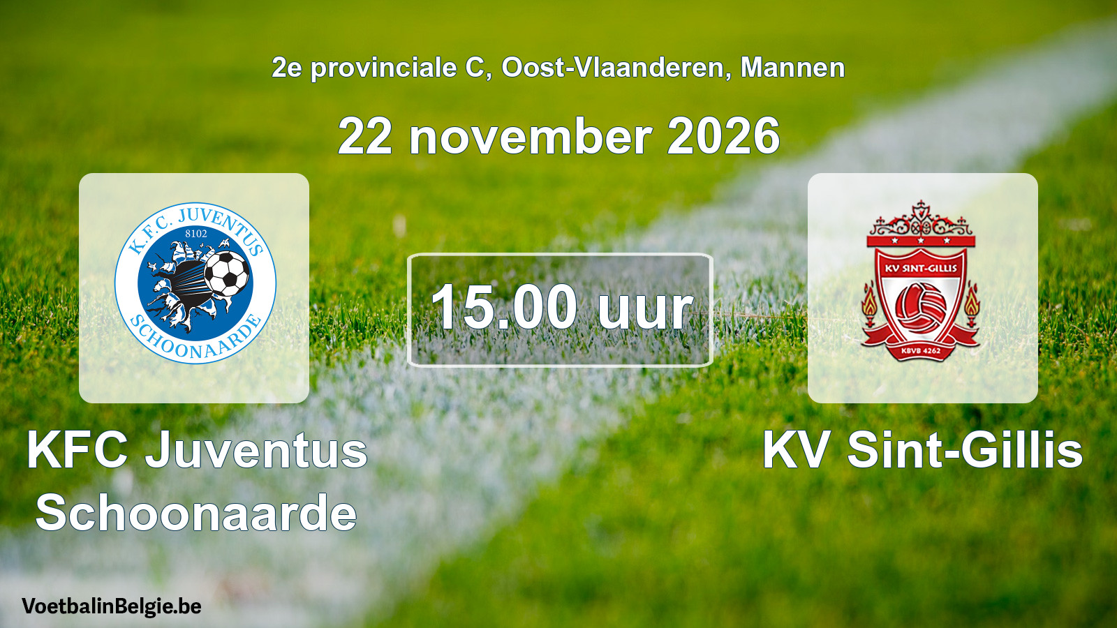 Geplande wedstrijd mannenvoetbal: KFC Juventus Schoonaarde - KV Sint-Gillis (22 november 2026)