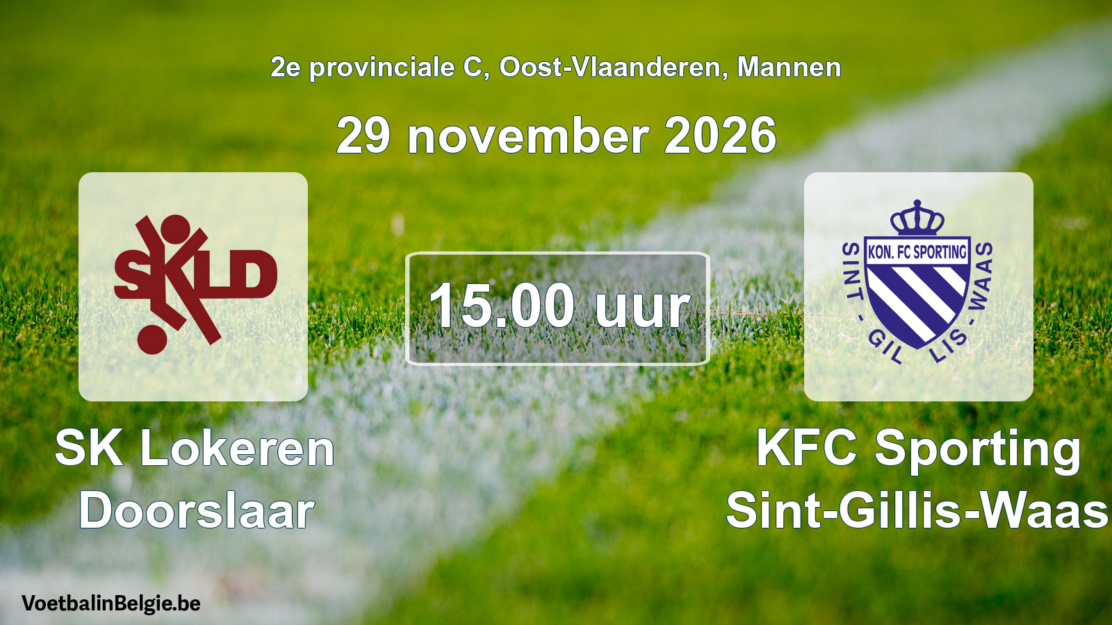 Geplande wedstrijd mannenvoetbal: SK Lokeren Doorslaar - KFC Sporting Sint-Gillis-Waas (29 november 2026)