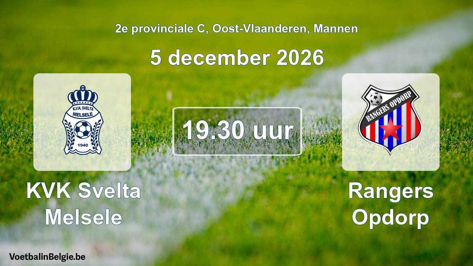 Geplande wedstrijd mannenvoetbal: KVK Svelta Melsele - Rangers Opdorp (5 december 2026)