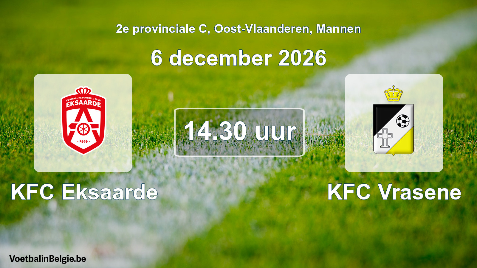 Geplande wedstrijd mannenvoetbal: KFC Eksaarde - KFC Vrasene (6 december 2026)
