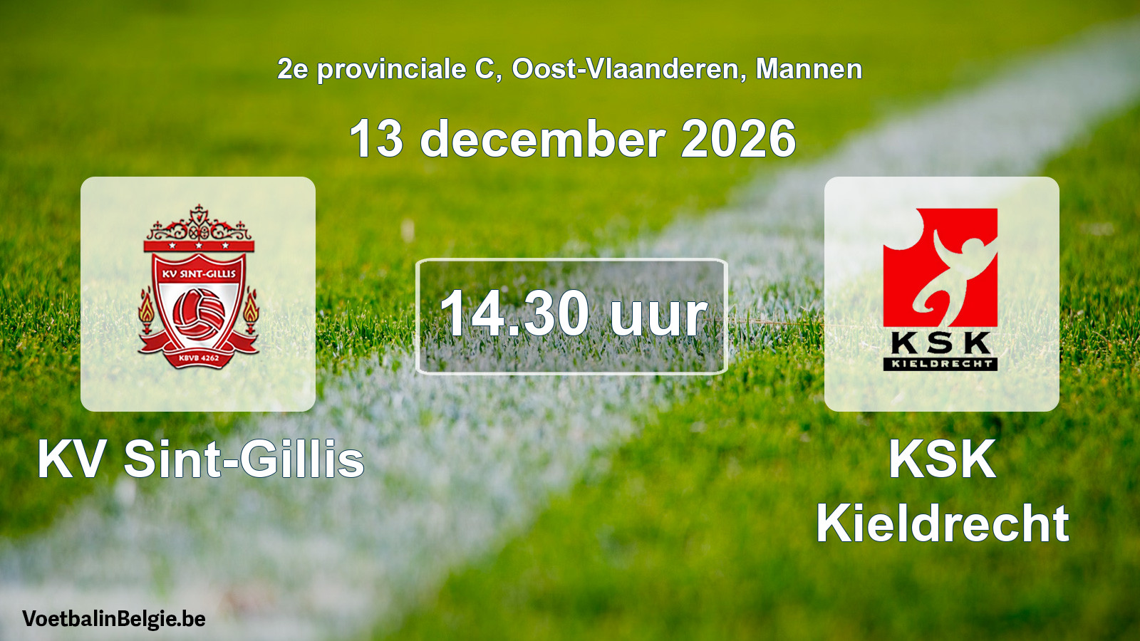 Geplande wedstrijd mannenvoetbal: KV Sint-Gillis - KSK Kieldrecht (13 december 2026)
