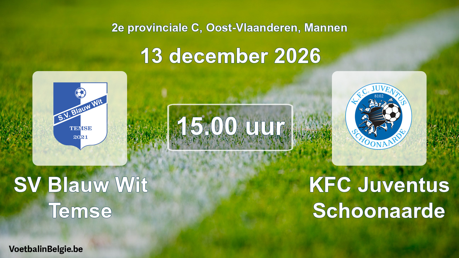 Geplande wedstrijd mannenvoetbal: SV Blauw Wit Temse - KFC Juventus Schoonaarde (13 december 2026)
