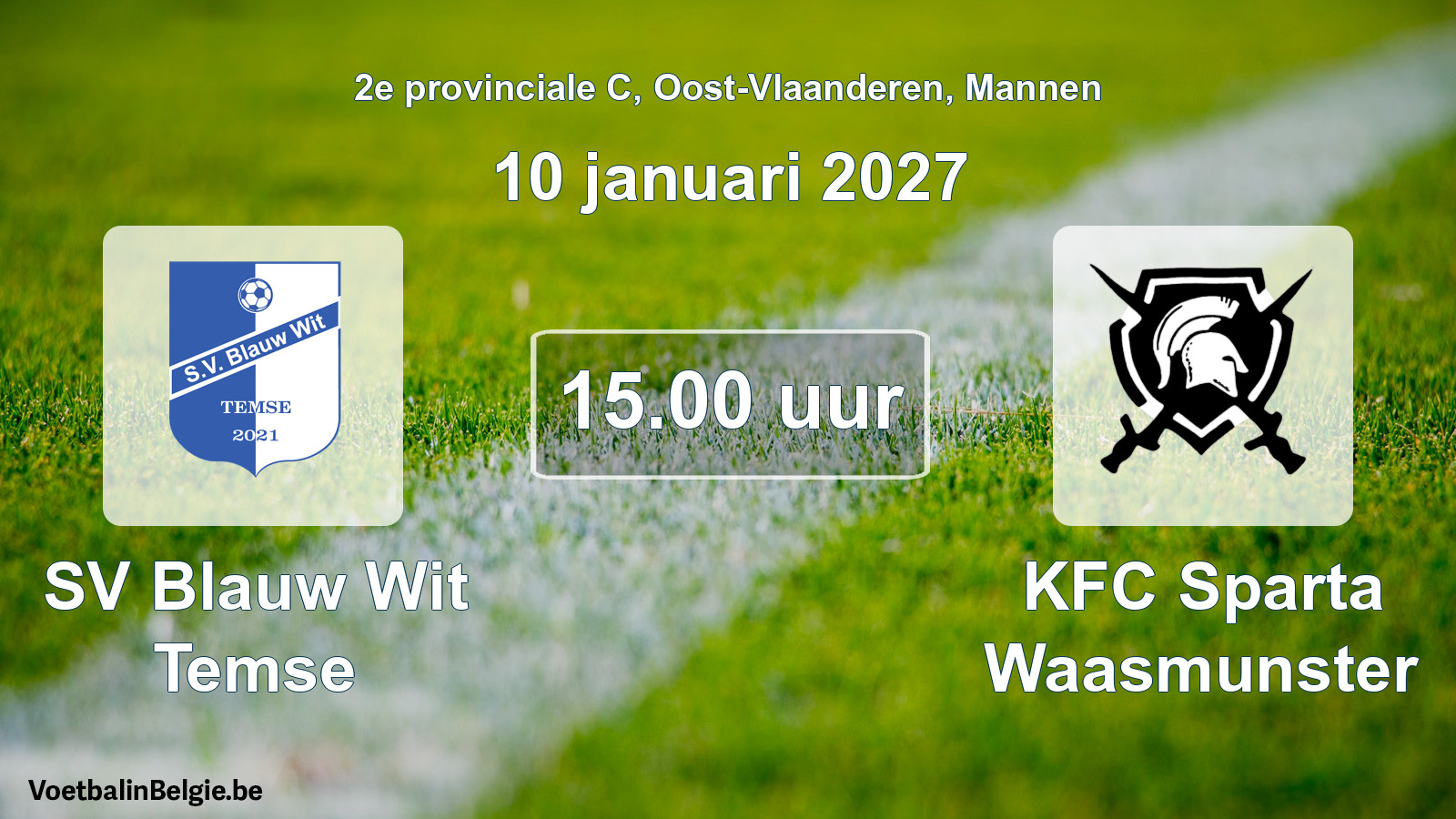 Geplande wedstrijd mannenvoetbal: SV Blauw Wit Temse - KFC Sparta Waasmunster (10 januari 2027)