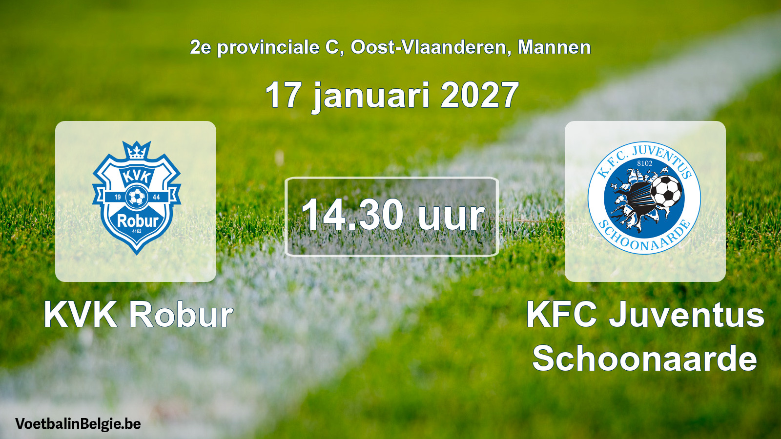 Geplande wedstrijd mannenvoetbal: KVK Robur - KFC Juventus Schoonaarde (17 januari 2027)