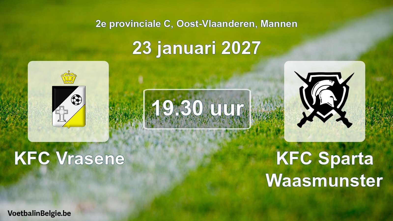 Geplande wedstrijd mannenvoetbal: KFC Vrasene - KFC Sparta Waasmunster (23 januari 2027)