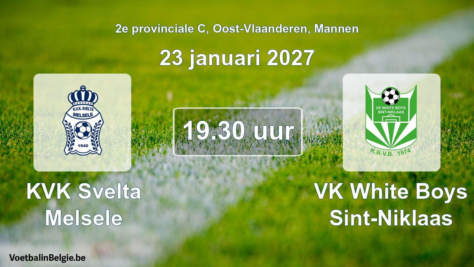 Geplande wedstrijd mannenvoetbal: KVK Svelta Melsele - VK White Boys Sint-Niklaas (23 januari 2027)