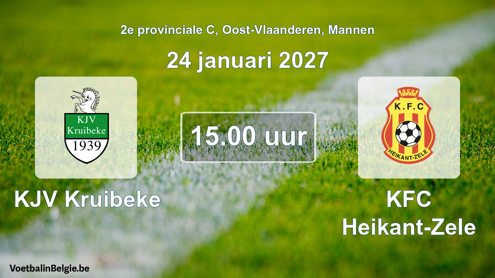 Geplande wedstrijd mannenvoetbal: KJV Kruibeke - KFC Heikant-Zele (24 januari 2027)