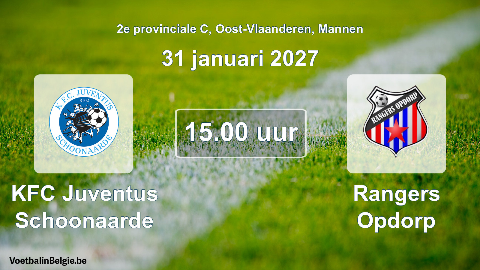 Geplande wedstrijd mannenvoetbal: KFC Juventus Schoonaarde - Rangers Opdorp (31 januari 2027)