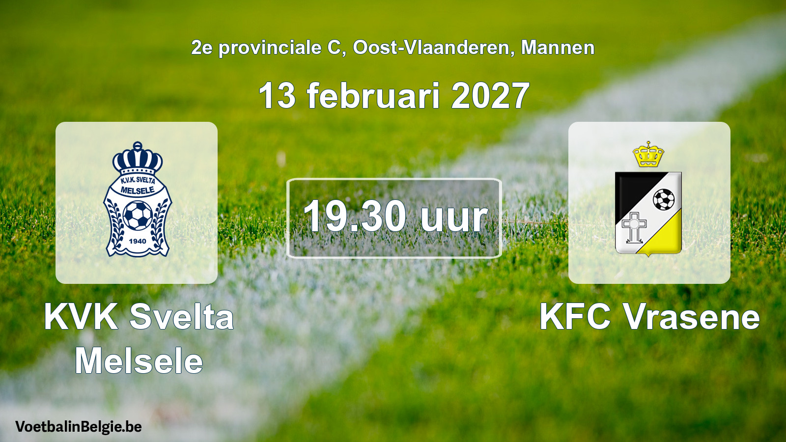 Geplande wedstrijd mannenvoetbal: KVK Svelta Melsele - KFC Vrasene (13 februari 2027)
